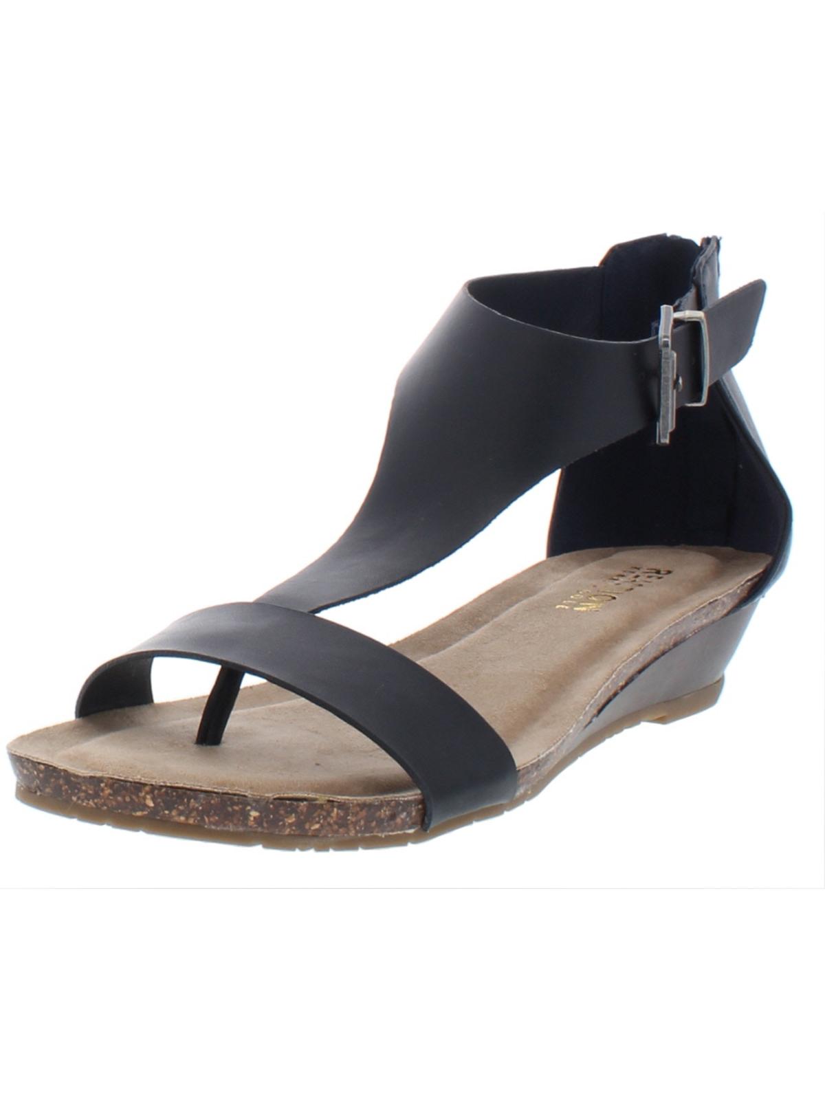 Kenneth Cole Reaction Womens Great Gal Faux Leather T-Strap Wedge Sandals